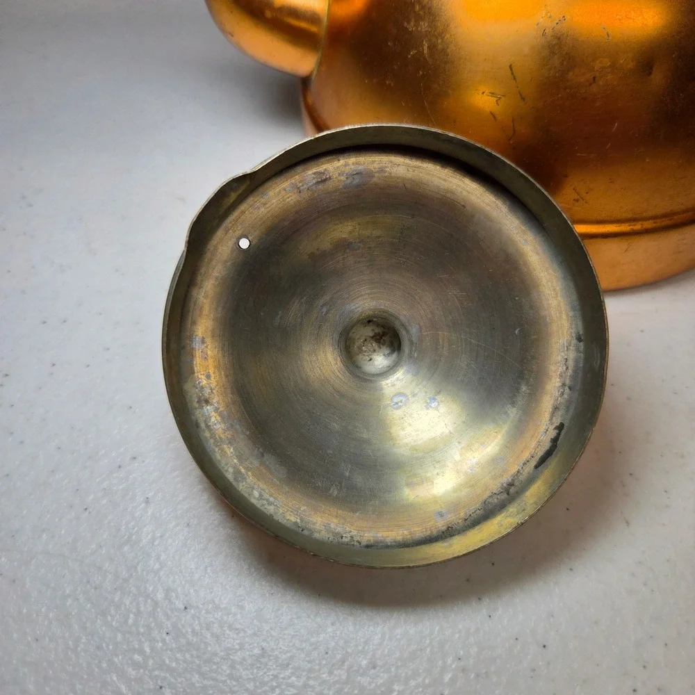 Portugal‎ Copper Teapot Vintage Tea Kettle with Wooden Handle Retro Rustic
